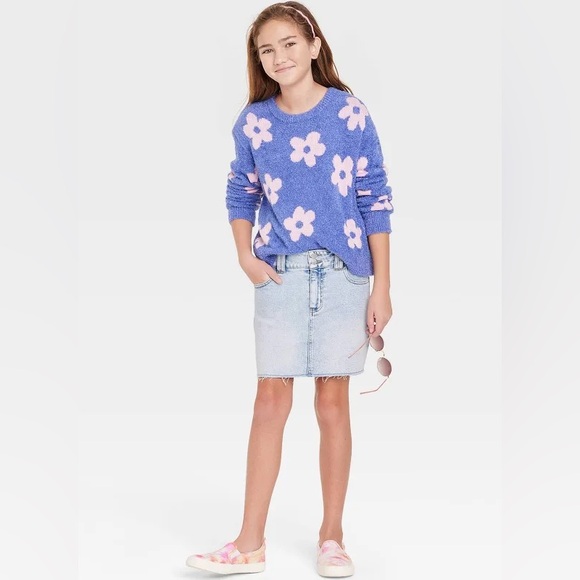 Art Class Girls’ Low-Rise Denim Mini Skirt - Light Indigo M - Picture 3 of 5